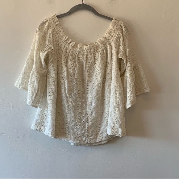 Anthropologie Floreat Eyelet Off Shoulder Blouse - Picture 9 of 9